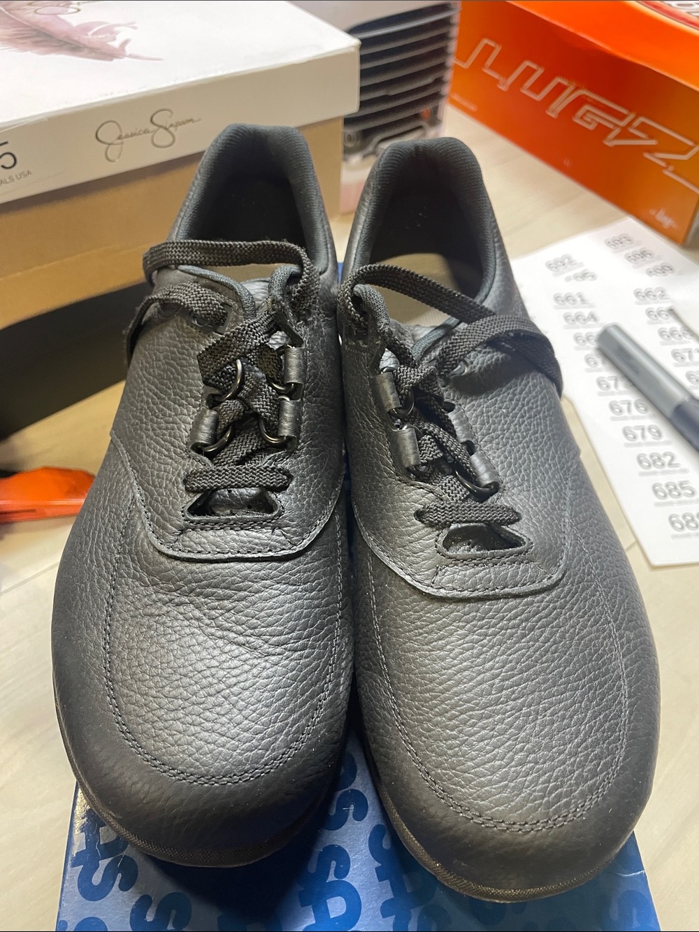 SAS Men's Black Textured Leather Lace-Up Sneakers #637